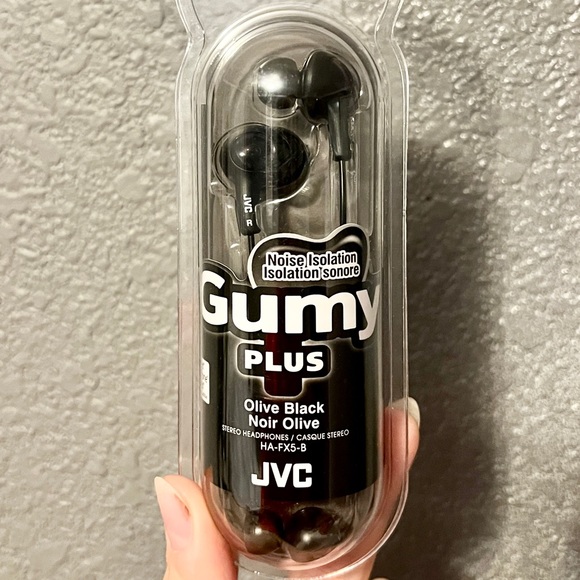 JVC Gumy Plus olive black noise isolation wired headphones HA-FX5-B - Picture 2 of 5